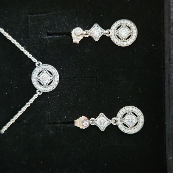 Pandora Vintage Sterling Silver Allure Earring And Necklace Set